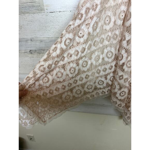 Free People women's xs Just Like honey Beige ivory Lace mini Dress boho lined - Picture 8 of 8